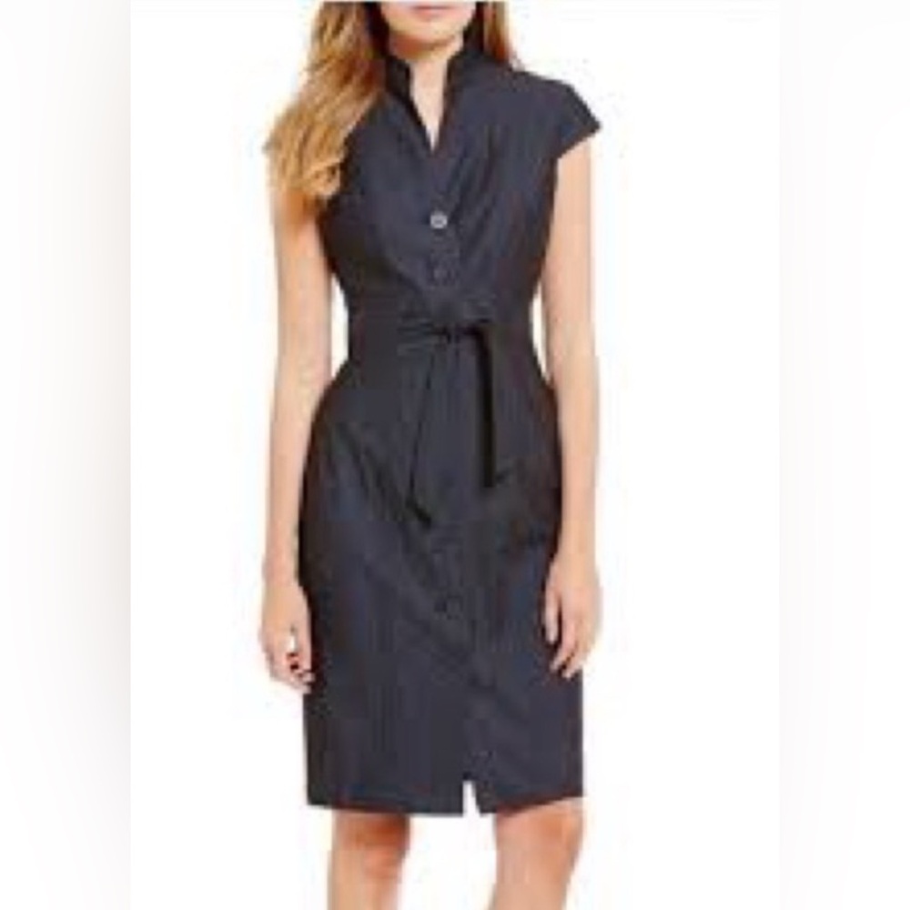 Calvin Klein Black Denim style Button-Down Dress sexy feminine office dress 12